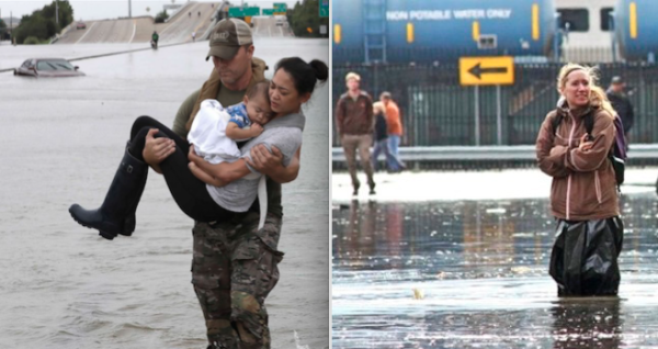 (Left: Hurricane Harvey; Right: Superstorm Sandy)